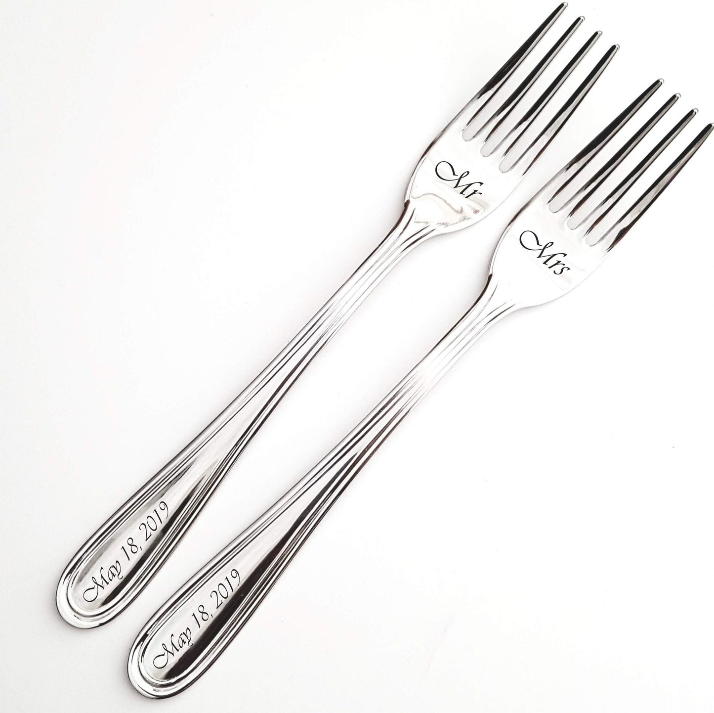 Personalized Wedding Forks Set: Engraved Stainless Steel Silverware