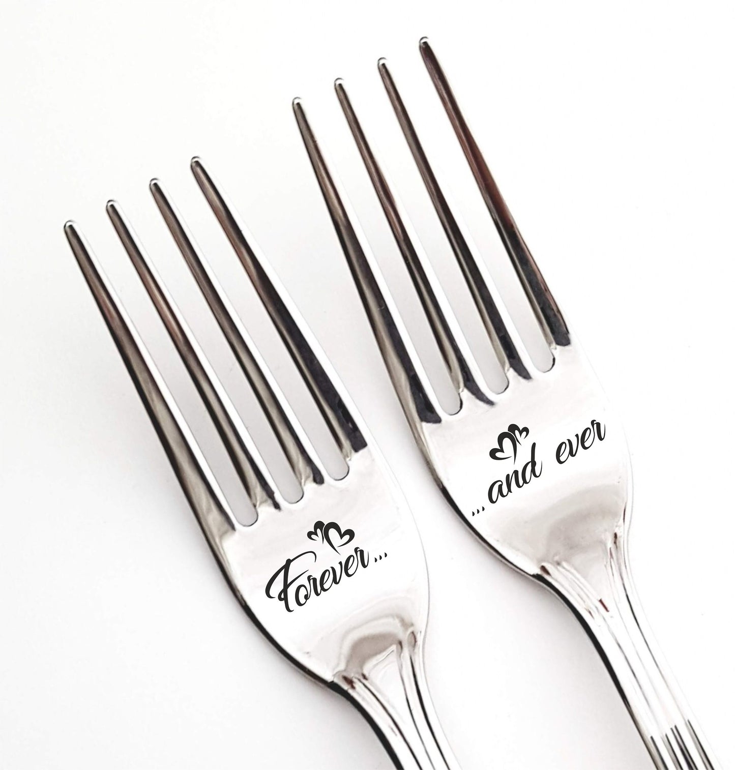 Bridal shower gift for couple, housewarming present for kitchen, wedding dinner forks for bride and groom, engraved anniversary flatware