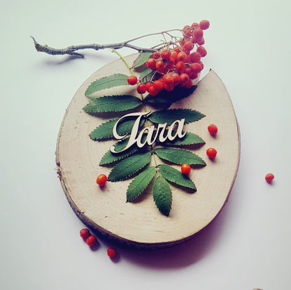 Wooden Wedding Place Cards: Laser Cut Guest Name Tags