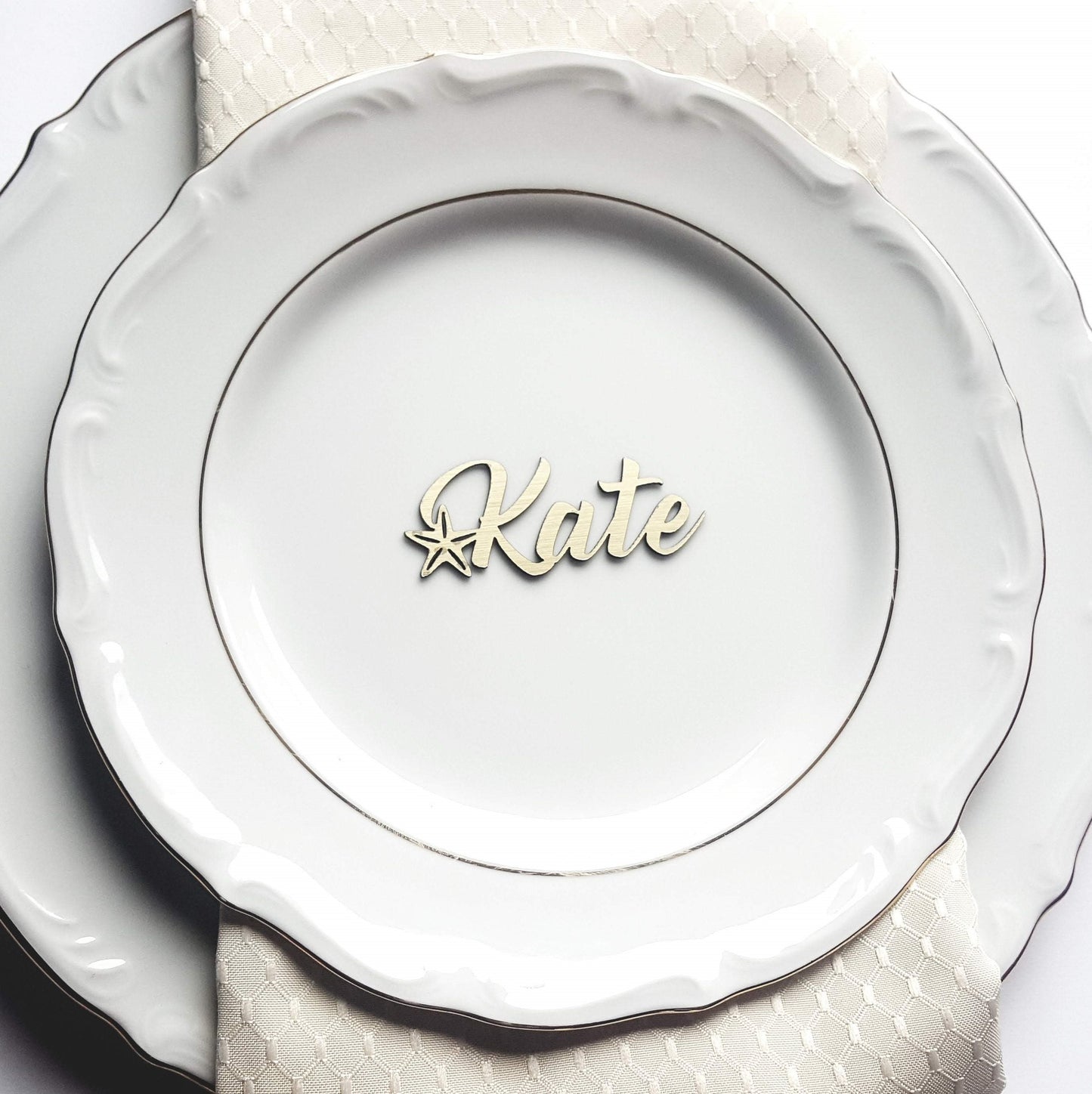 Laser Cut Starfish Place Cards: Beach Wedding Seating Tags