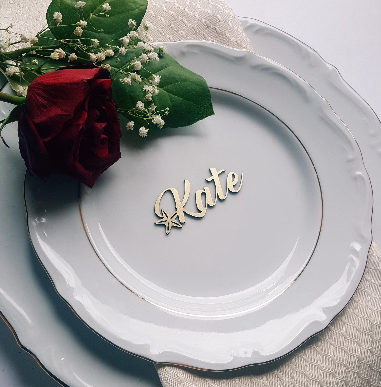 Laser Cut Starfish Place Cards: Beach Wedding Seating Tags