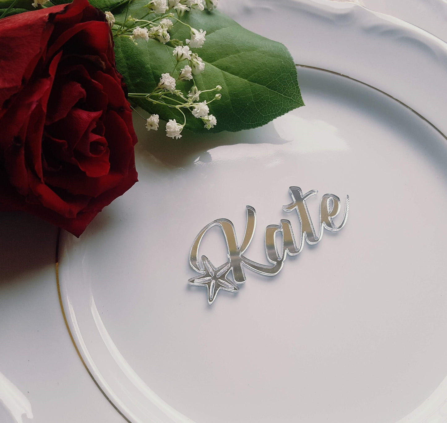 Laser Cut Starfish Place Cards: Beach Wedding Seating Tags