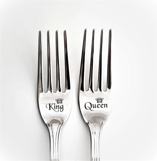 Wedding forks set for bride and groom, anniversary engagement couples gift,personalized dining set, engraved flatware for best friends