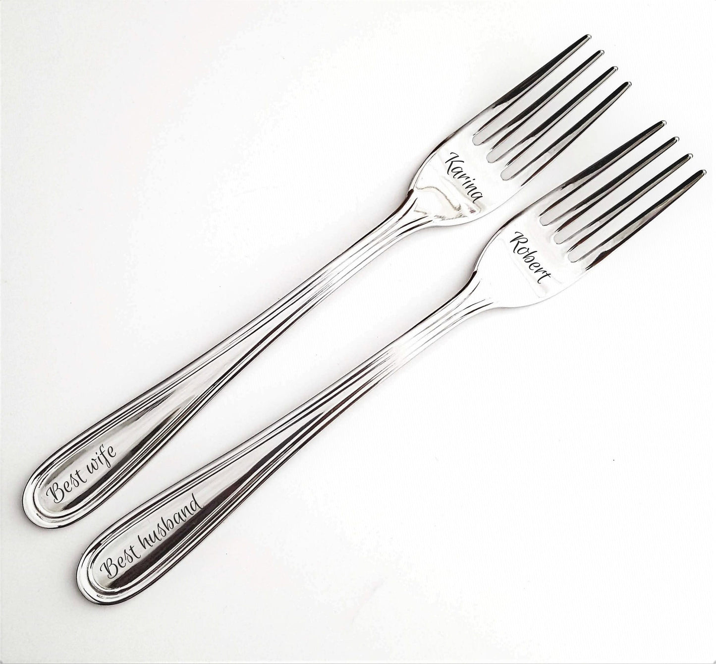 Custom forks for wife and husband, couples housewarming gift for kitchen, best wife, best husband, anniversary gift for him, her