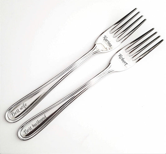 Custom forks for wife and husband, couples housewarming gift for kitchen, best wife, best husband, anniversary gift for him, her