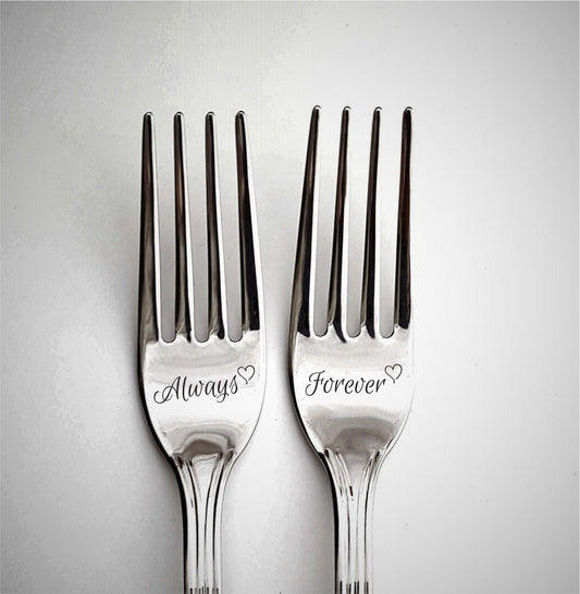 Engraved Wedding Forks: Personalized Stainless Steel Couple Gift
