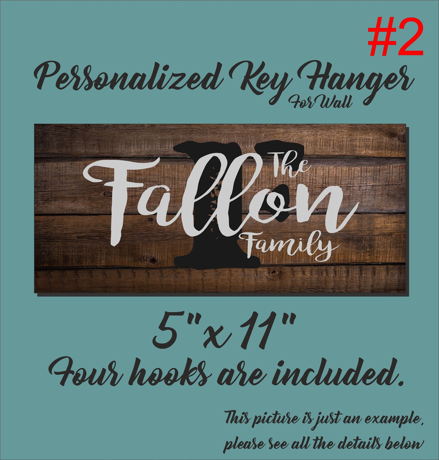 Personalized Family Key Holder, Wooden Key Hanger for Wall, Customized Housewarming Gift for Couple, Printed Custom Initial Monogram Sign