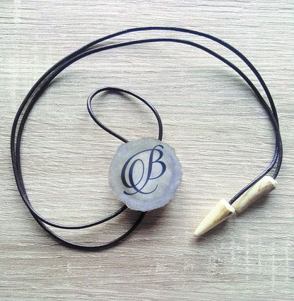 Custom Initial Bolo Tie: Engraved Deer Horn Western Necklace