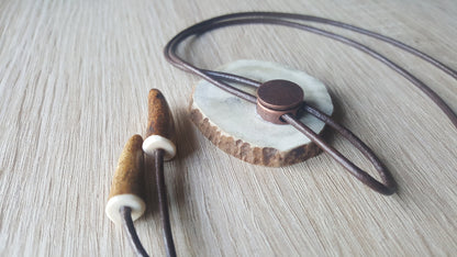 Custom Initial Bolo Tie: Engraved Deer Horn Western Necklace