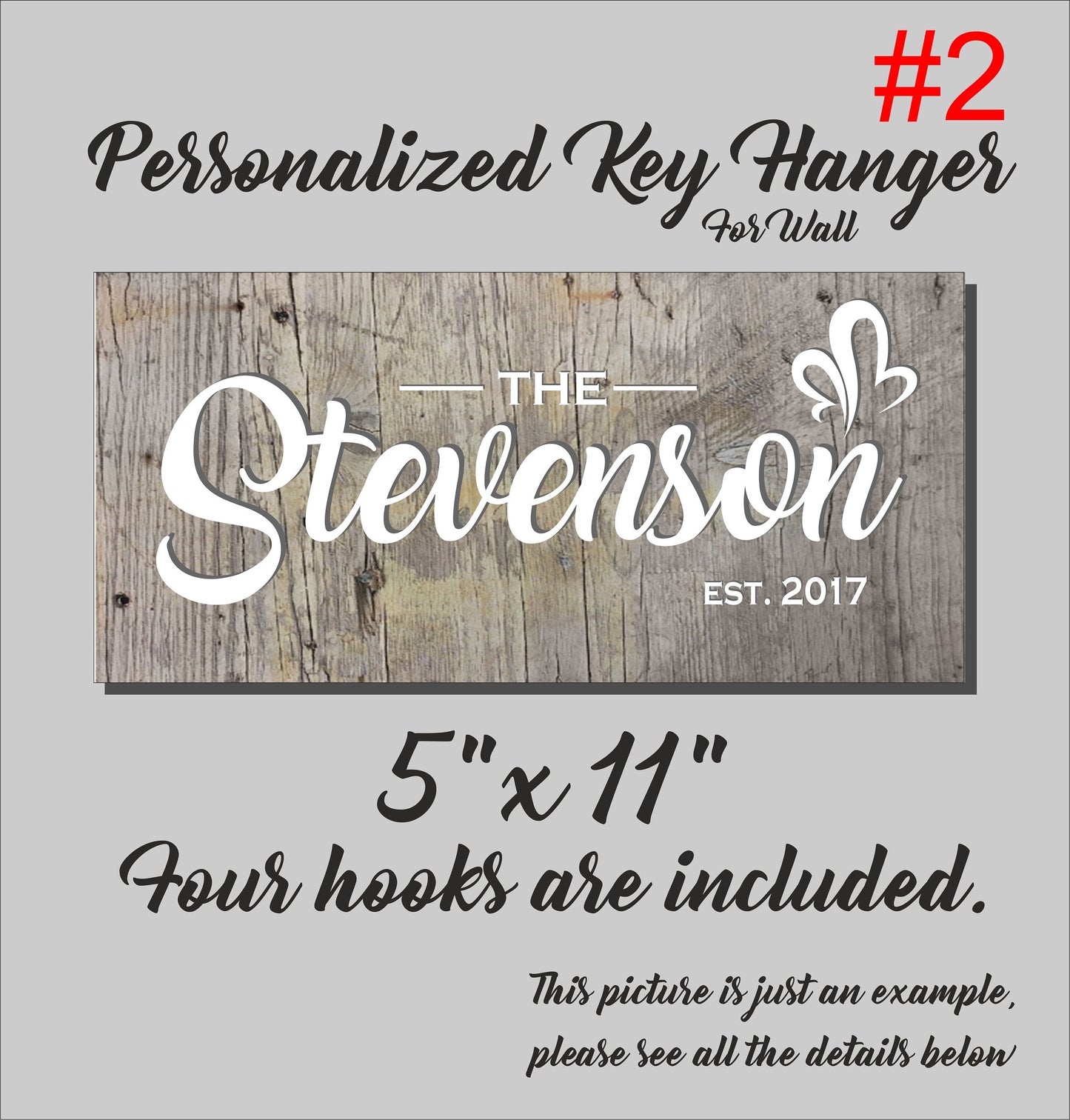 Personalized Family Name Key Rack: Wooden Key Hanger Organizer