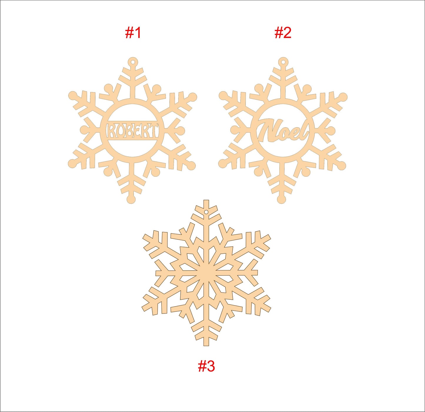 Personalized Wood Snowflake Christmas Ornament: Laser Cut Rustic Decoration