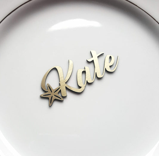 Laser Cut Starfish Place Cards: Beach Wedding Seating Tags