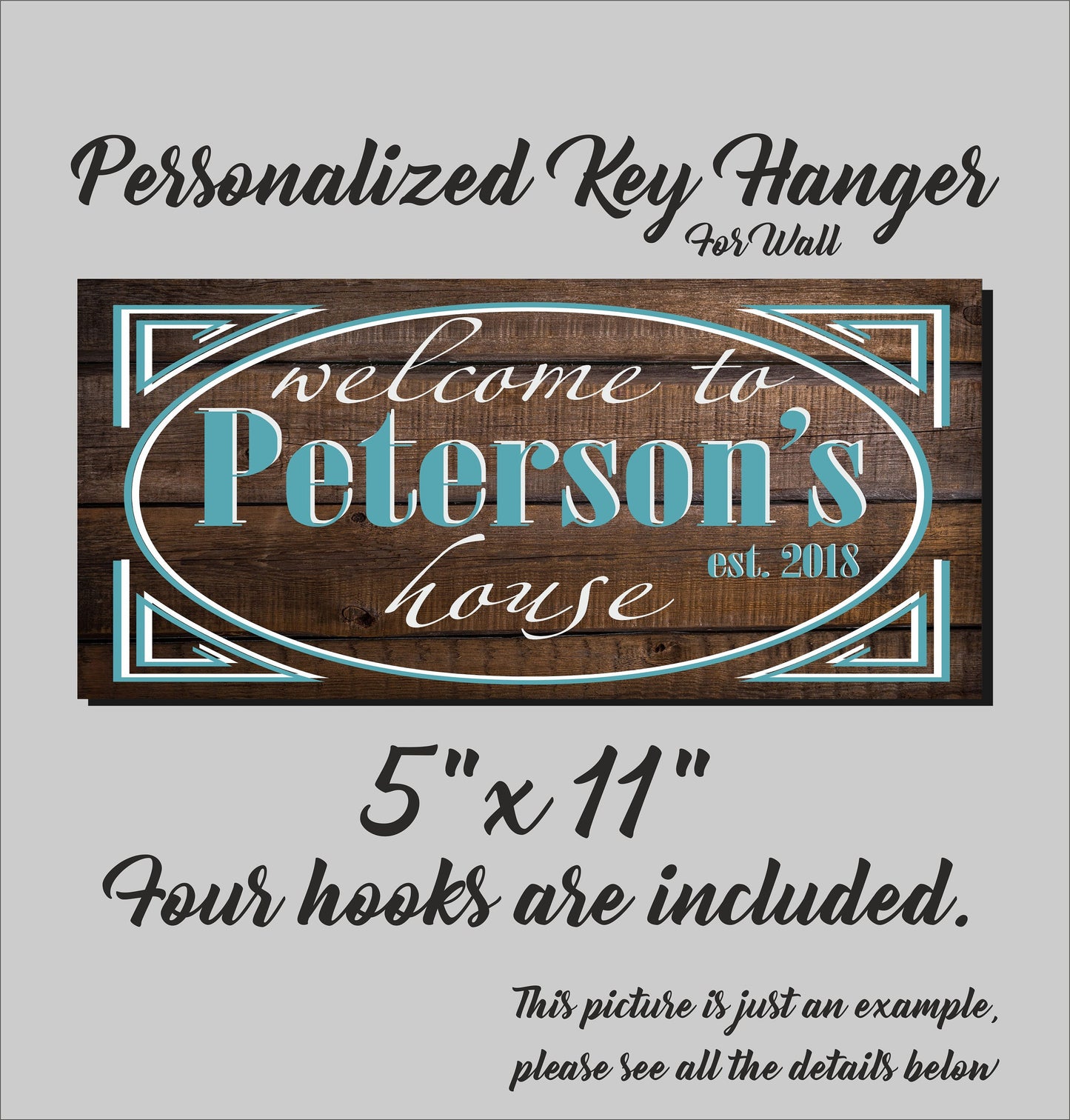 Personalized Family Key Holder for Wall, Wooden Key Hanger, Housewarming Wedding Anniversary Christmas Gift, Custom Key Ring Holder