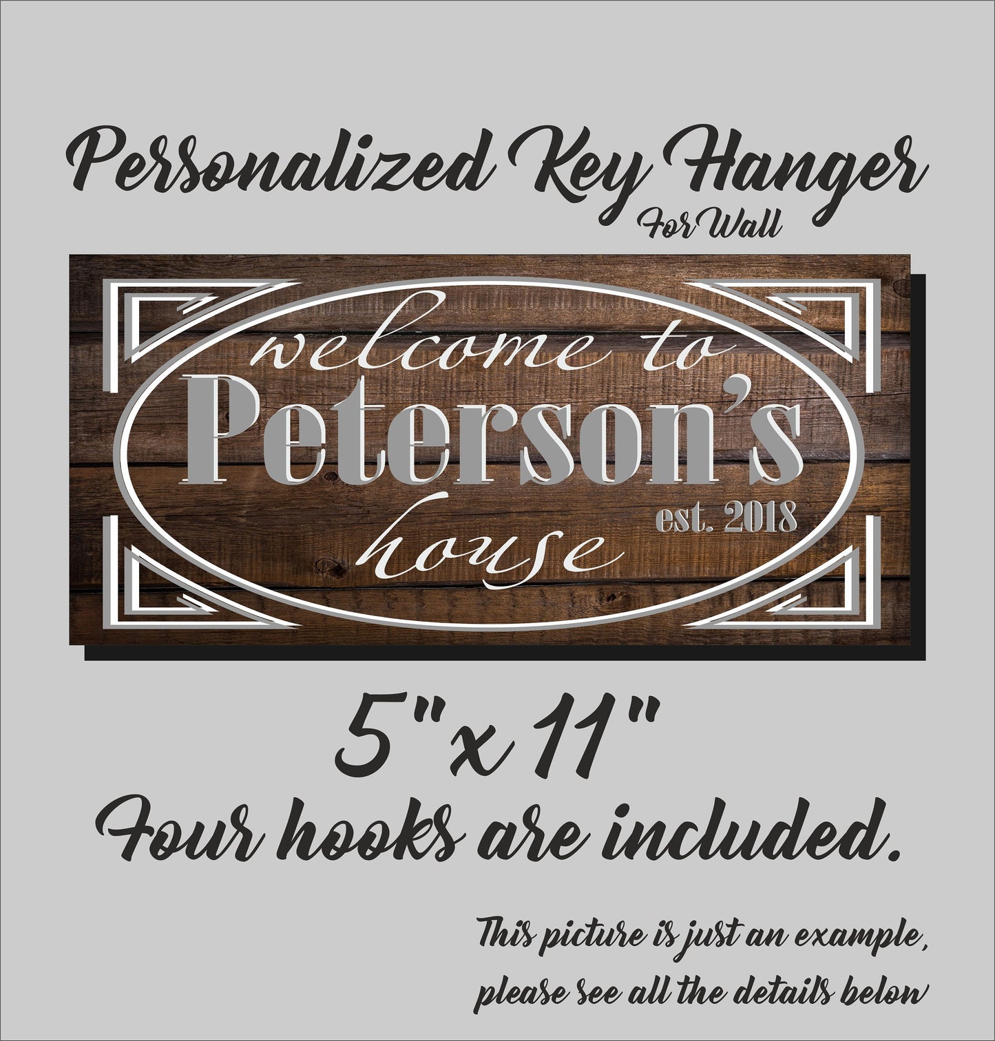 Personalized Family Key Holder for Wall, Wooden Key Hanger, Housewarming Wedding Anniversary Christmas Gift, Custom Key Ring Holder