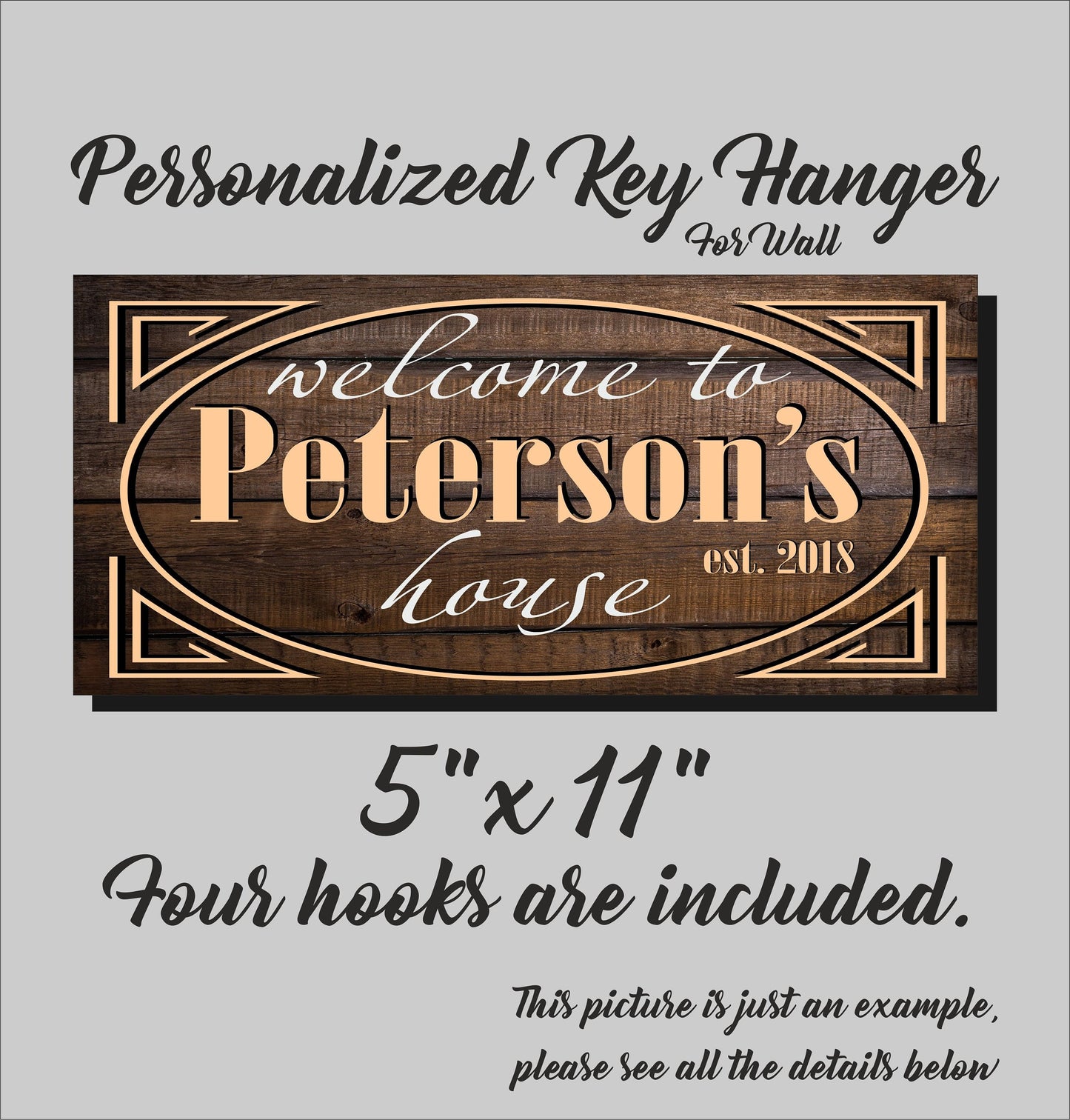 Personalized Family Key Holder for Wall, Wooden Key Hanger, Housewarming Wedding Anniversary Christmas Gift, Custom Key Ring Holder