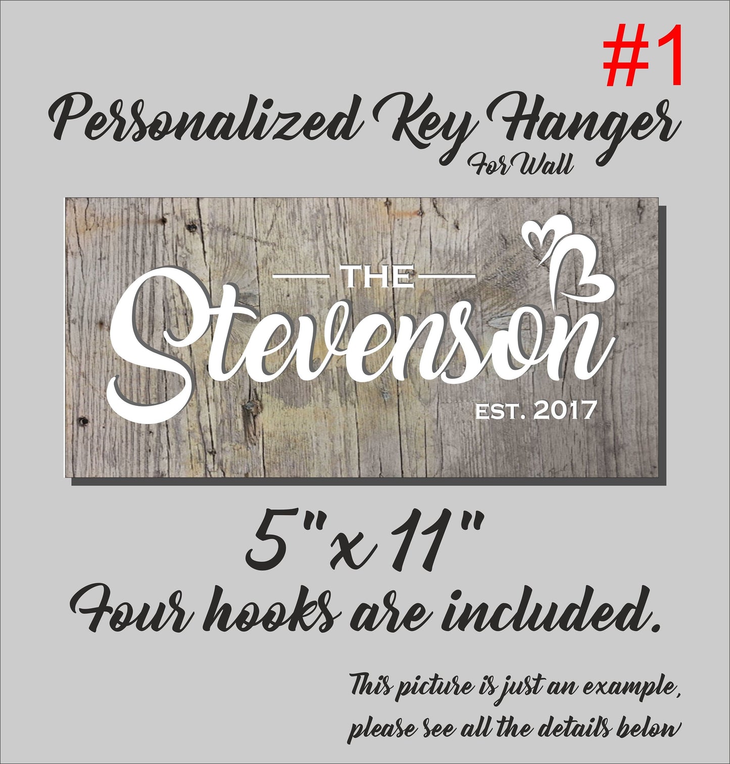 Personalized Family Name Key Rack: Wooden Key Hanger Organizer