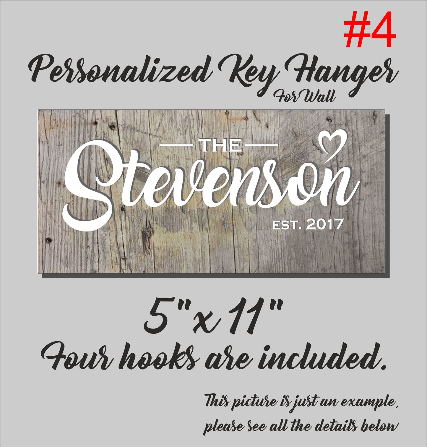 Personalized Family Name Key Rack: Wooden Key Hanger Organizer