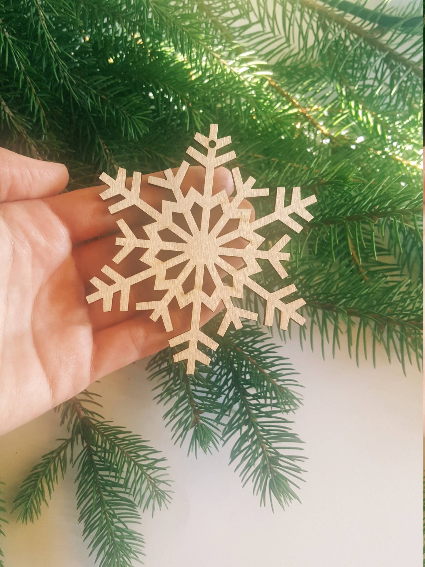 Personalized Wood Snowflake Christmas Ornament: Laser Cut Rustic Decoration