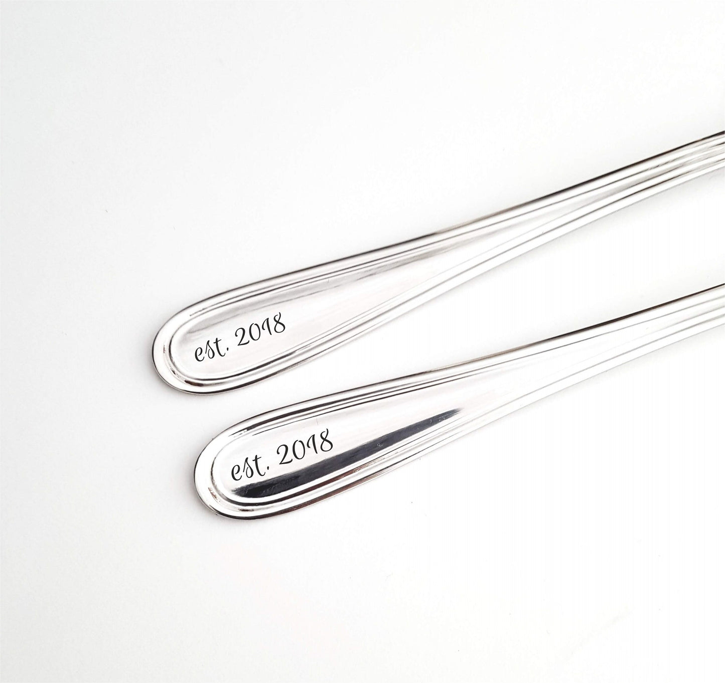 Wife husband Christmas gift for kitchen, first anniversary present for couple, engraved  silver forks, personalized housewarming present