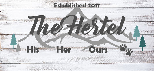 Personalized Mountain Family Key Rack: Wooden Wall Organizer (5 x 11)