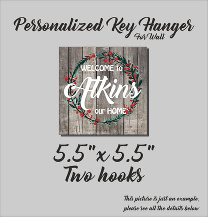 Schlüsselhalter für die Wand, personalisierter Familienschlüsselständer, individuelles Einzugsgeschenk aus Holz, dekorativer Schlüsselaufhänger mit Haken, Holzschild
