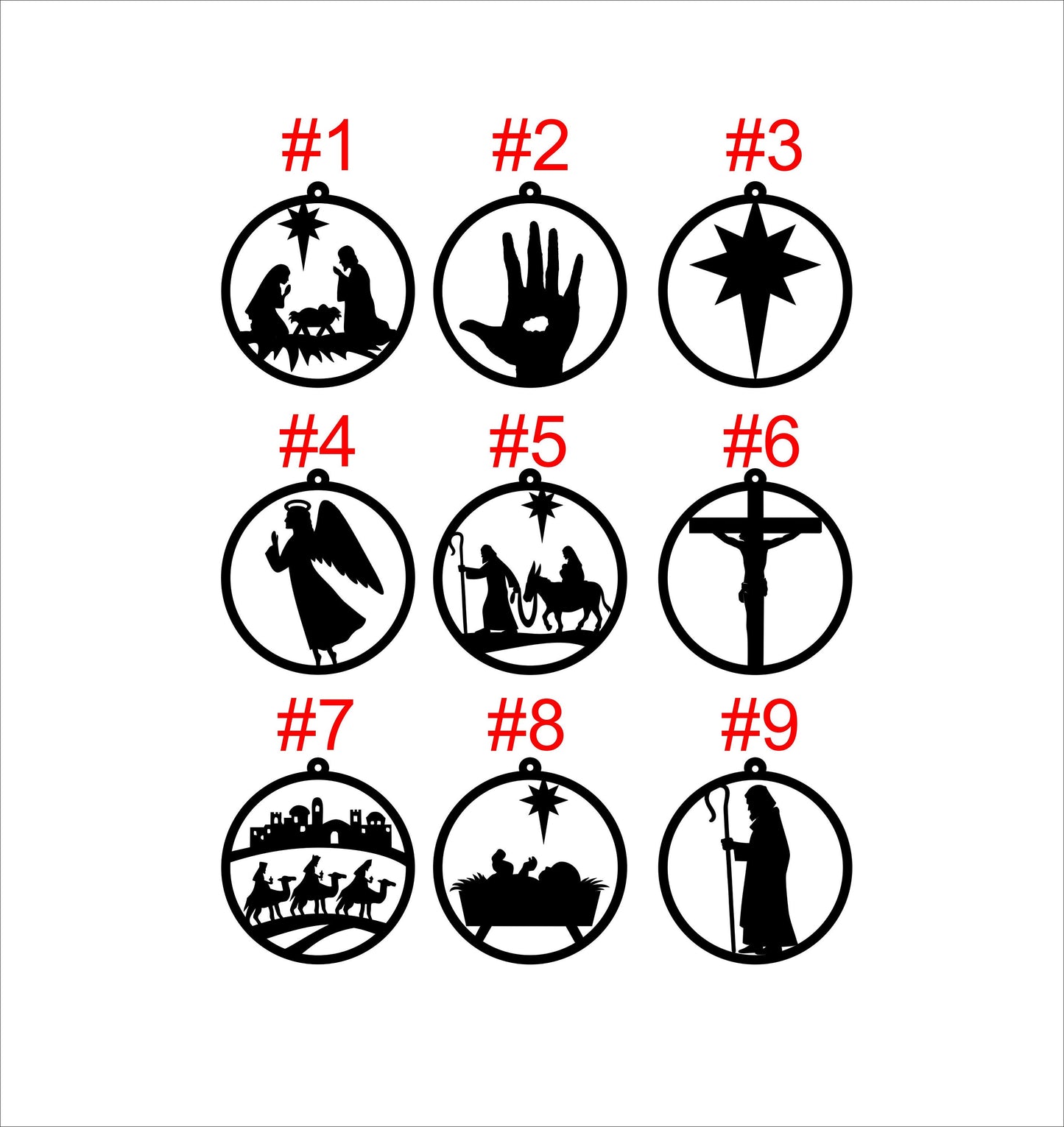 Laser Cut Wooden Nativity Scene Ornament Set: Natural Wood Christmas Decor