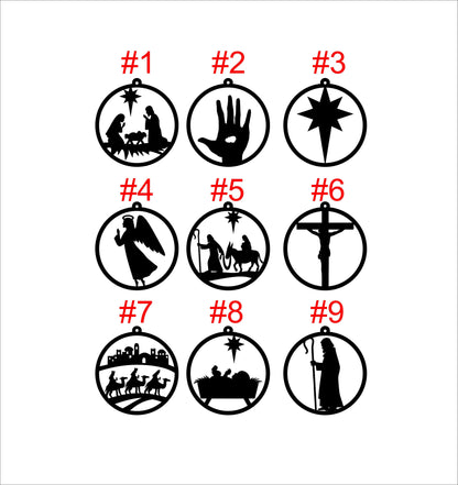 Laser Cut Wooden Nativity Scene Ornament Set: Natural Wood Christmas Decor