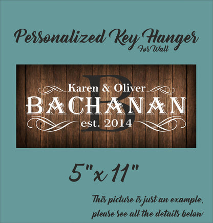 Familienschlüsselhalter für die Wand, personalisierter Schlüsselbrett-Organizer, individuelles Einzugsgeschenk aus Holz, dekorativer Schlüsselaufhänger mit Haken, Holzschild
