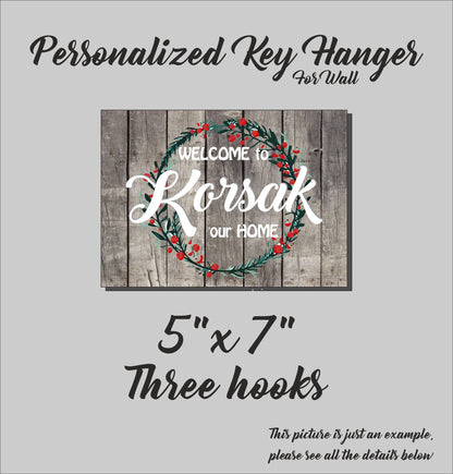 Schlüsselhalter für die Wand, personalisierter Familienschlüsselständer, individuelles Einzugsgeschenk aus Holz, dekorativer Schlüsselaufhänger mit Haken, Holzschild