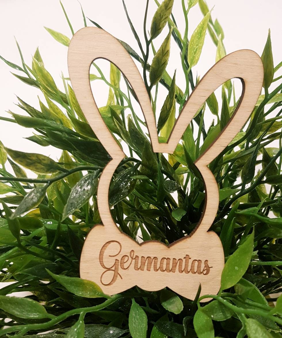 Personalized Easter Basket Tag: Laser Cut Wooden Bunny Ornament