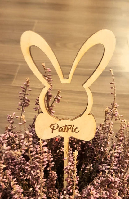 Personalized Easter Bunny Cupcake Topper: Laser Cut Wood Decoration