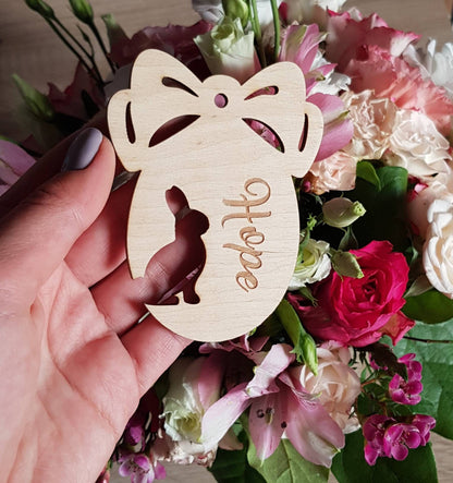 Personalized Wooden Easter Egg Ornament: Laser Cut Bunny Decor