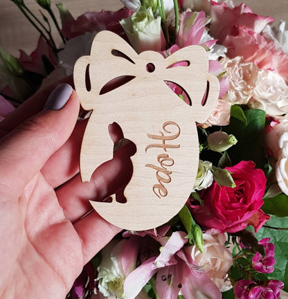 Personalized Wooden Easter Egg Ornament: Laser Cut Bunny Decor