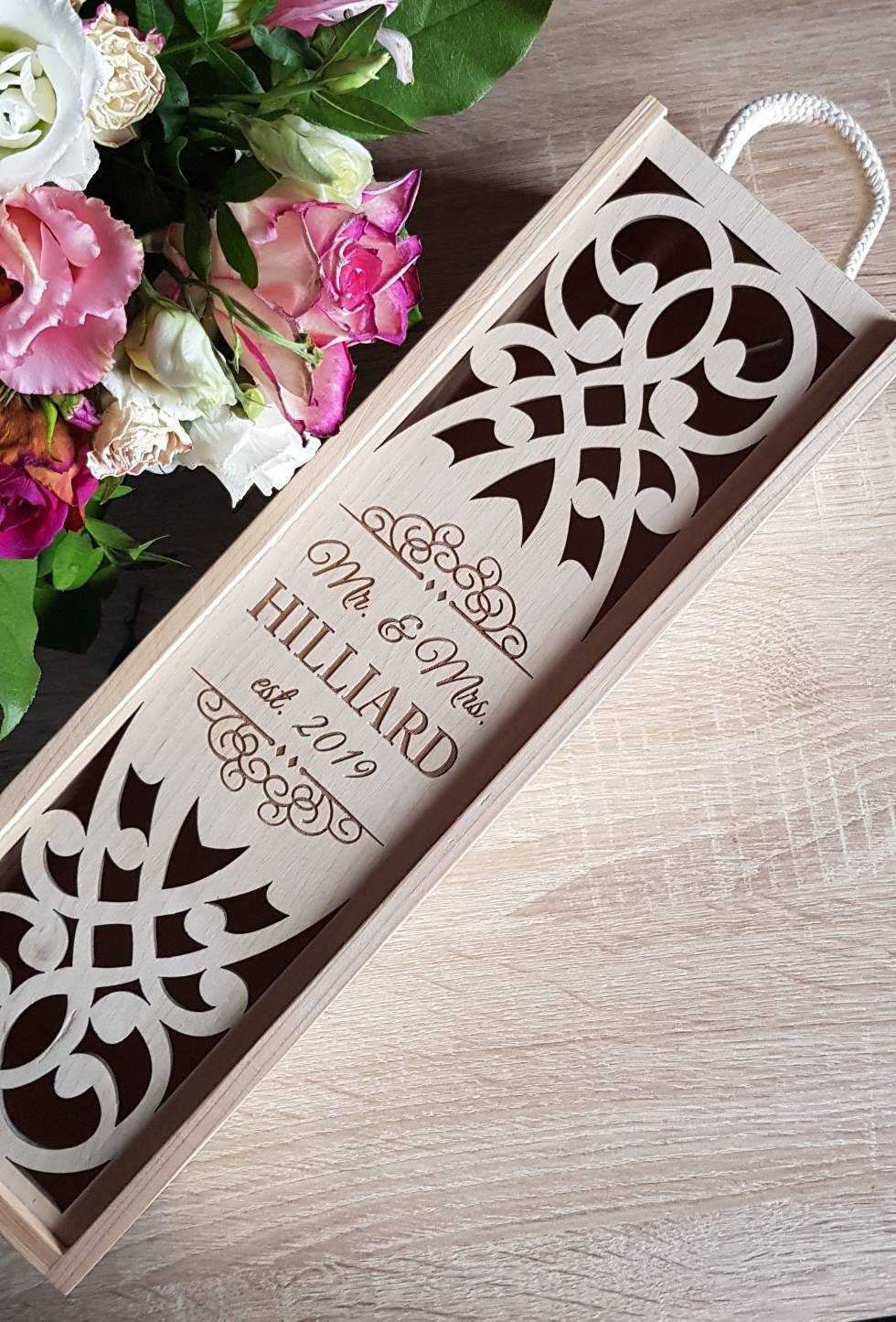 Personalized Wedding Wine Box: Engraved Wooden Keepsake