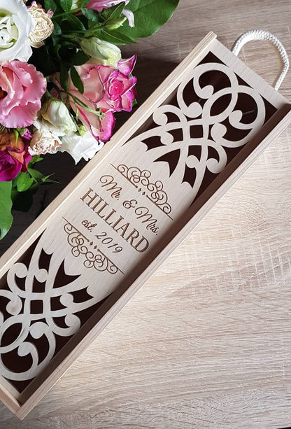 Personalized Wedding Wine Box: Engraved Wooden Keepsake