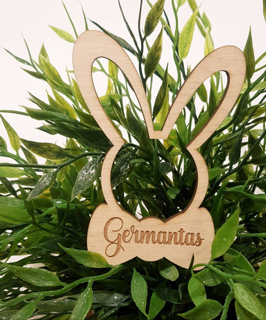 Personalized Easter Basket Tag: Laser Cut Wooden Bunny Ornament