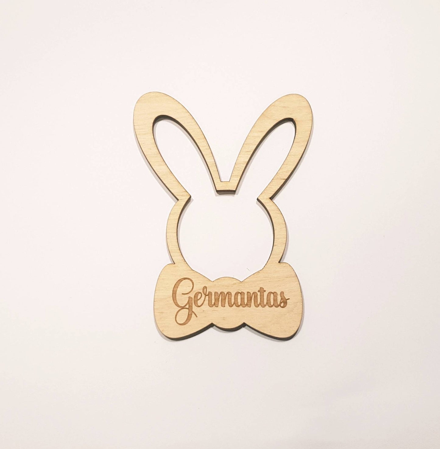 Personalized Easter Basket Tag: Laser Cut Wooden Bunny Ornament