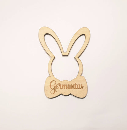 Personalized Easter Basket Tag: Laser Cut Wooden Bunny Ornament