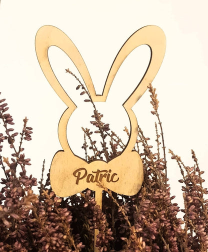 Personalized Easter Bunny Cupcake Topper: Laser Cut Wood Decoration