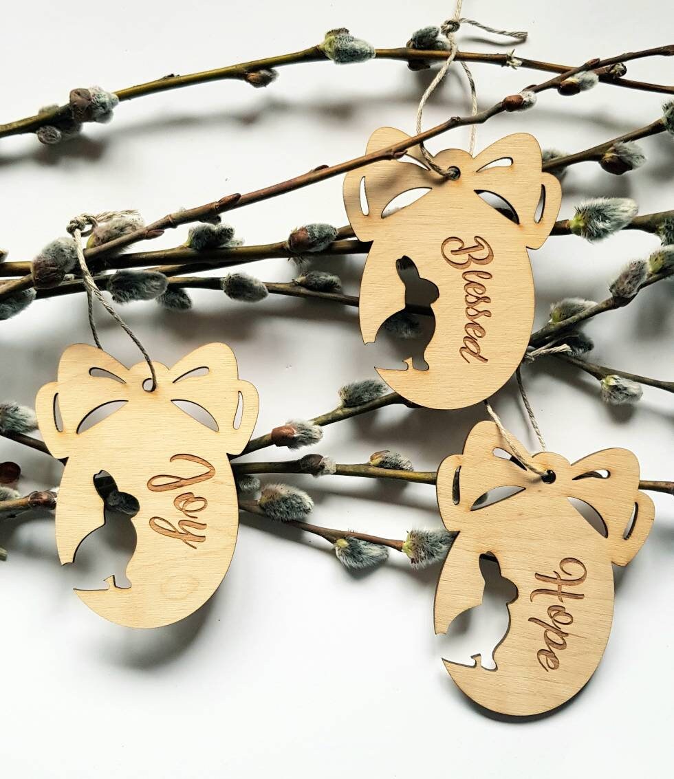 Personalized Wooden Easter Egg Tag: Laser Cut Spring Ornament