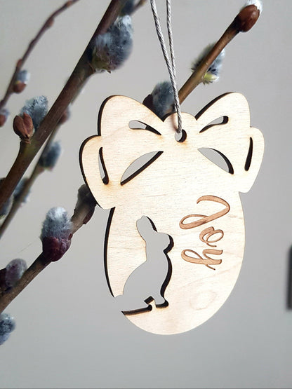 Personalized Wooden Easter Egg Tag: Laser Cut Spring Ornament