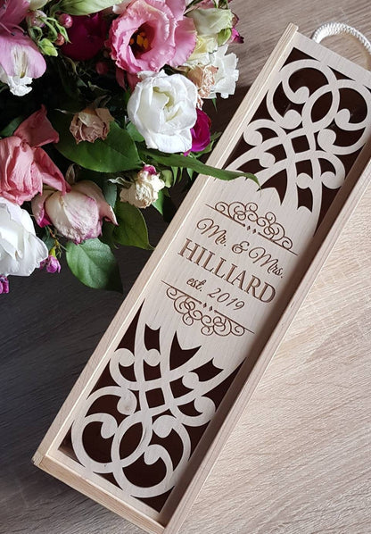 Personalized Wedding Wine Box: Engraved Wooden Keepsake