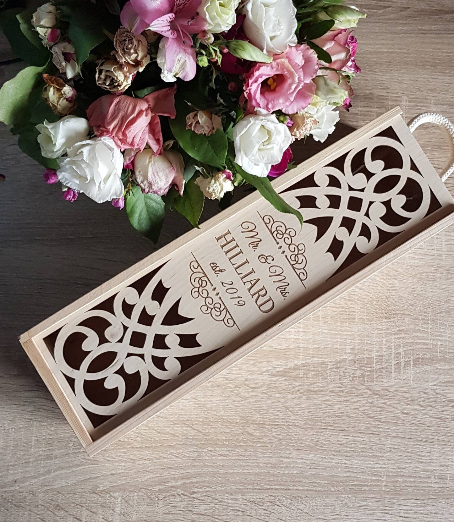 Personalized Wedding Wine Box: Engraved Wooden Keepsake