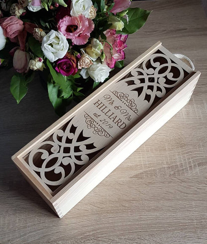 Personalized Wedding Wine Box: Engraved Wooden Keepsake