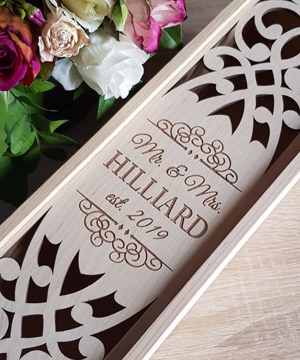 Personalized Wedding Wine Box: Engraved Wooden Keepsake