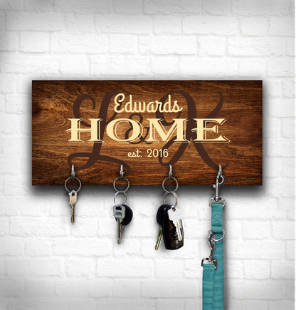 Personalized Wood Key Rack: Monogrammed Family Keepsake
