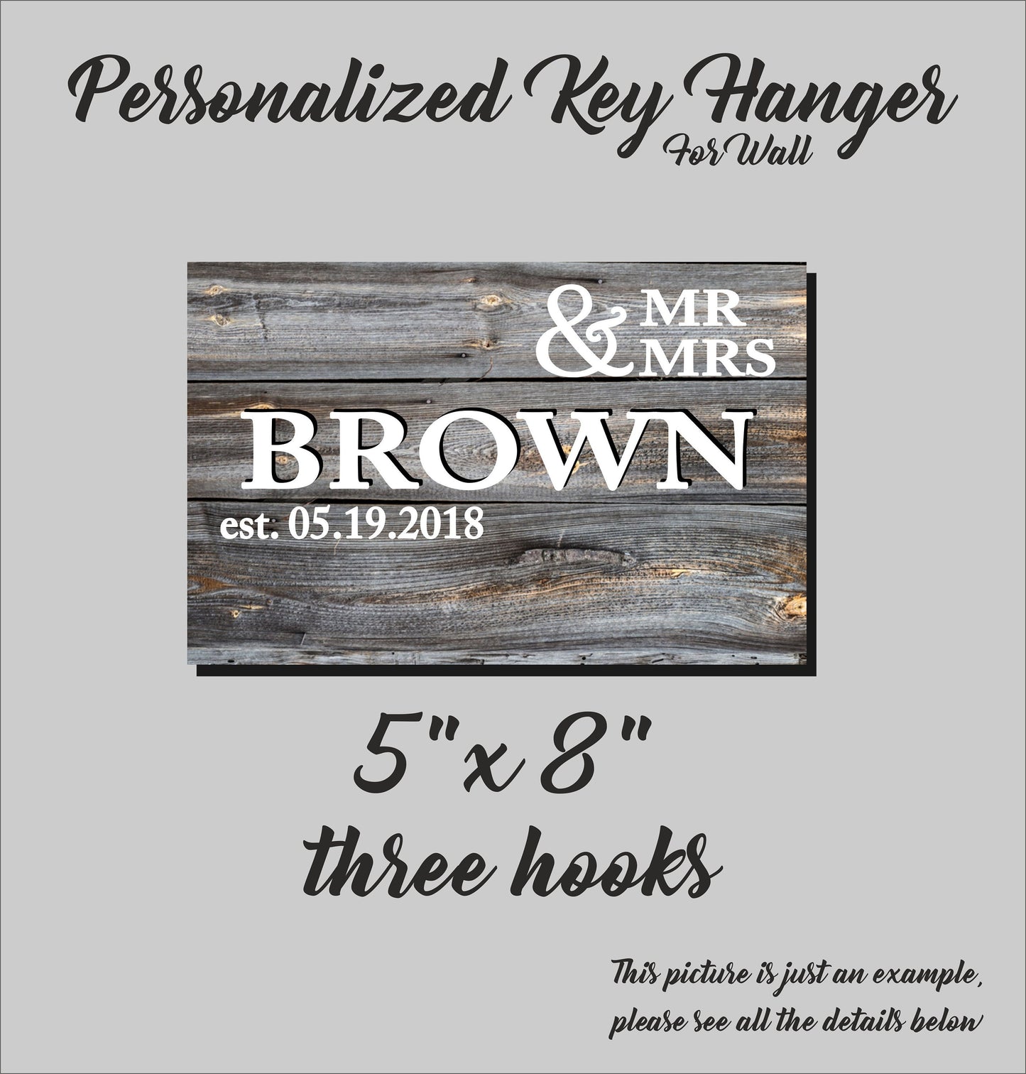 Personalized Family Name Key Hanger: Rustic Wood Key Rack Organizer