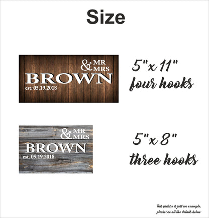 Personalized Family Name Key Hanger: Rustic Wood Key Rack Organizer