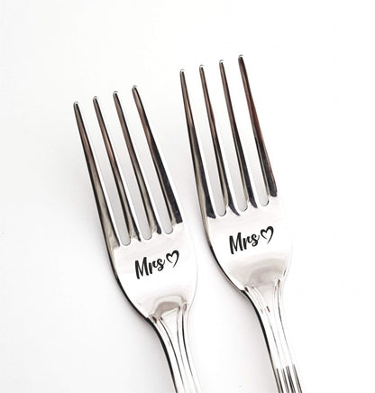 Lesbian gay gift for wedding anniversary, Same sex couples keepsake, LGBT table decorations, engraved silver dinner forks World's best wife