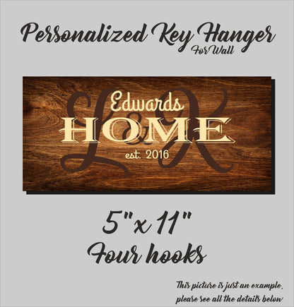 Personalized Wood Key Rack: Monogrammed Family Keepsake